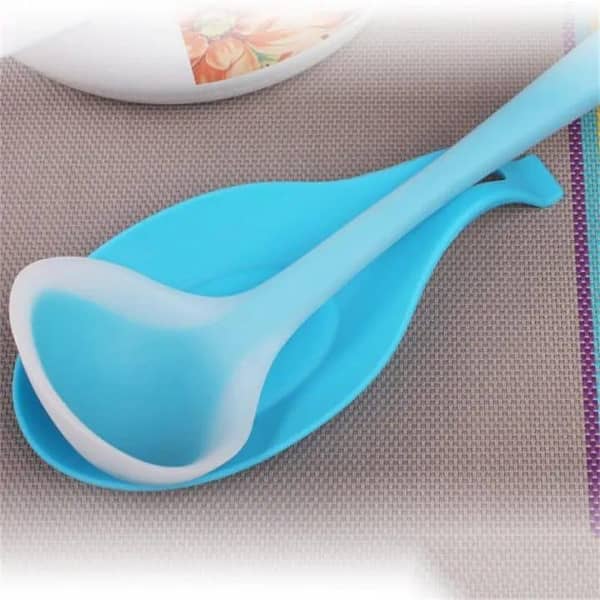T  1Pcs Silicone Spoon Rest Heat Resistant Utensil Holder Cooking Tool Rest Pad Grade Silica Gel Spoon