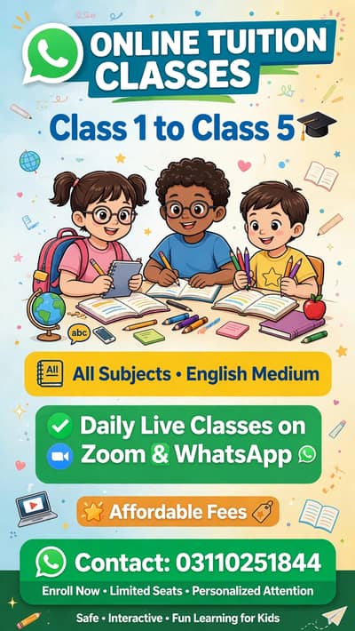 Online Tuition Classes Class 1 to 5 - All Subjects - Personal Guidance