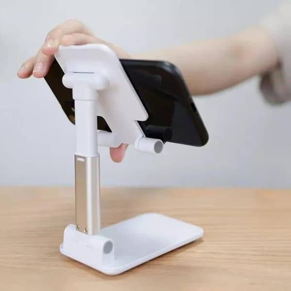 T   Foldable phone & Tabs holder - Light Weight Non-Slip Mobile Holder For Table Mobile phone stand - Universal dock mobile holder -Anti Skid Multi Angle Desk Small Foldable Portable Stand