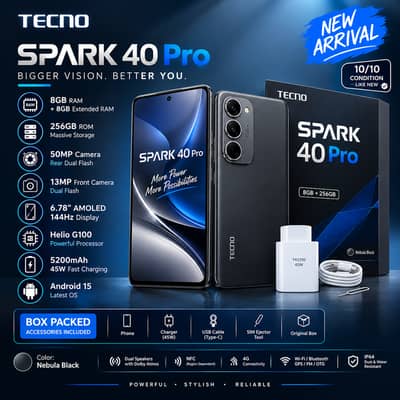 TECNO Spark 40 Pro – 8GB RAM + 256GB ROM
