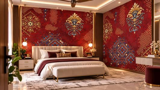 Luxury Roll Wallpaper Imported| PVC Fabric Wallpaper|