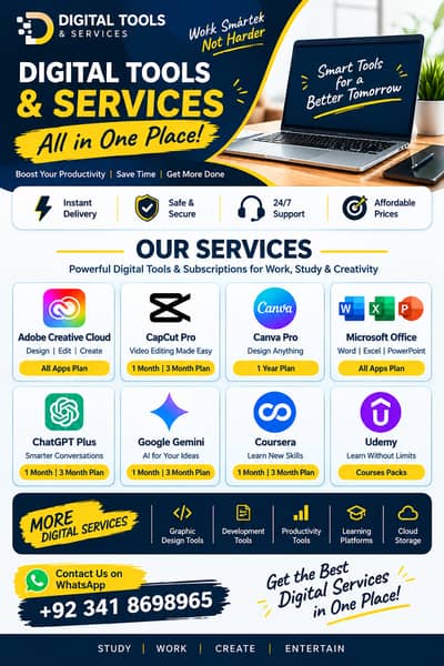 ChatGPT Plus, Claude Pro Max, Gemini Pro, CapCut Pro, Canva & More
