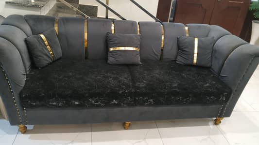 Luxury 7 Seater Velvet sofa Set [3+2+1+1]with 7 cushions