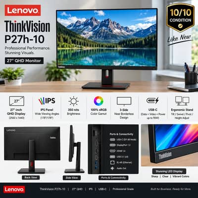 Lenovo 27” Borderless 2K Gaming Monitor.