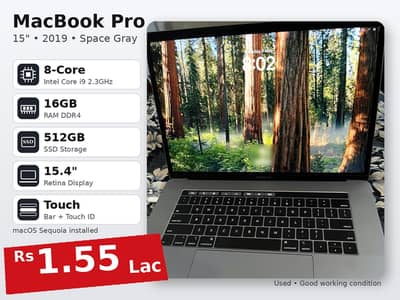 MacBook Pro 2019 15" | Core i9 | 16GB RAM | 512GB SSD | Touch bar