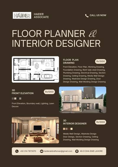 2D Floor Plan and 3D Front Elevation