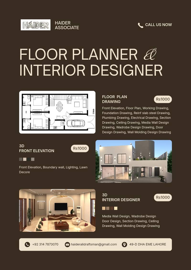 2D Floor Plan and 3D Front Elevation 0