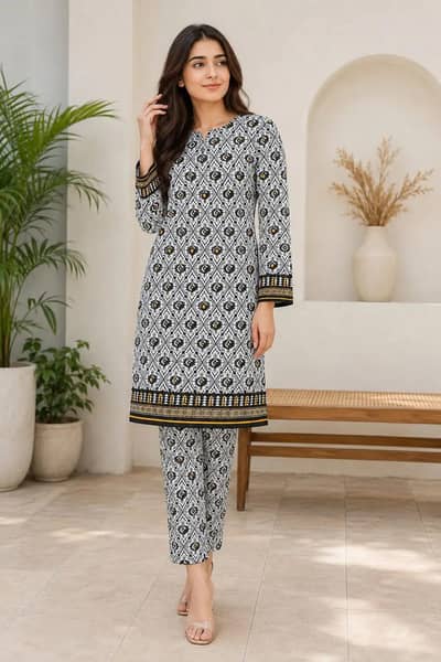 2 piece women unstitched printed suit