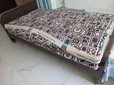 Wooden Single Bed with 2 MoltyFoam