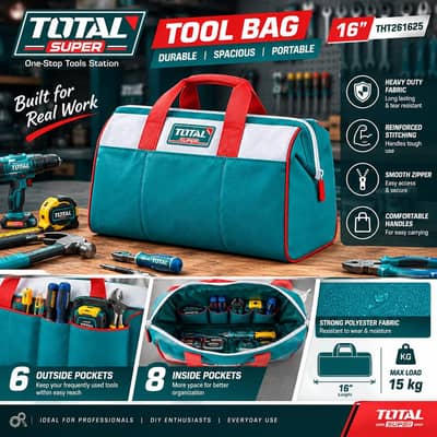 TOTAL THT261625 14 Pockets Heavy Duty 16 Inch Tool Bag In Pakistan