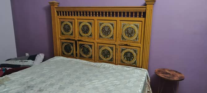 100 % Pure Wooden Bed with Wooden Cupboard