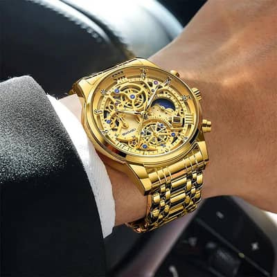 men's mechanical watch with and brand Blue dial