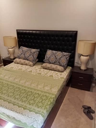 King Size Double Bed with 2 Side Tables & Luxury Headboard