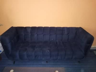 3-Piece Sofa Set with Glass Centre Table For Sale  Navy blue sofa