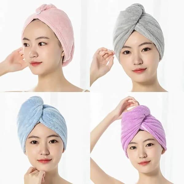 T   Best Hair Drying Cap Towel Hair Wrap Towel Quick Dry Cap Towel 100% Cotton Turban Style Hair Wrap Cap Towel