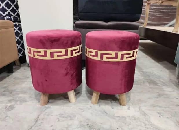 T  Nestroots Sitting Stool for Living Room Furniture Ottoman pouffes for Sitting Table Puffy Foot Stool Home Furniture _ Velvet Home Furniture Stool