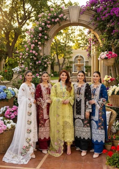 dhanak embroidery dresss ELAF BRAND