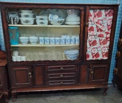 Solid Wood Dressing Table & Crockery Showcase – Set of 2