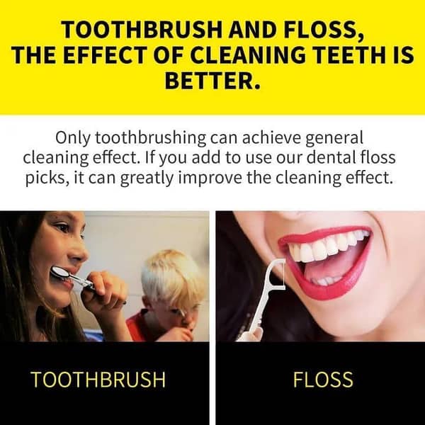 T   50 Pcs Dental Floss Sticks & Tooth Picks Teeth Plaque Remover Interdental 2 In 1