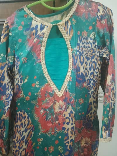silk kaftan+organza dupatta with lace
