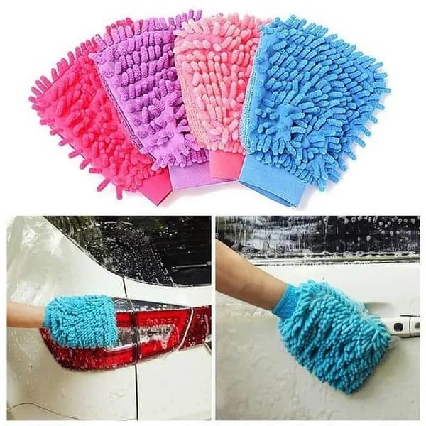 T  Car Wash Gloves Easy Microfiber Car Sponge Wash Cloth Car Care Cleaning Kitchen Household Washing Cleaning Glove Cleaning Tool - Multi