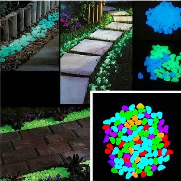 T  Glow In The Dark Stones Pebbles Aquarium Plants Fairy Mini Garden - Pack of 1