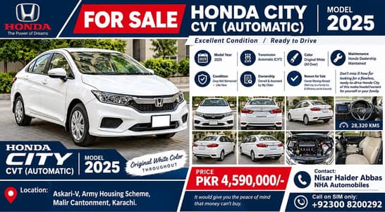 1st Hd 100%B2B Original 2025 Model Auto HondaCity @Askari-5 MalirCantt