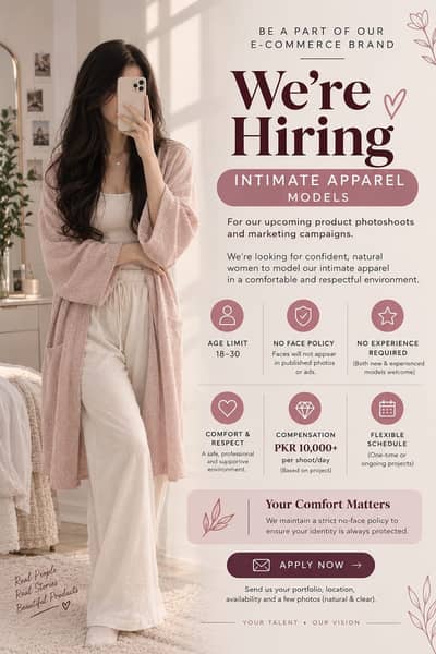 Hiring Female Models Experienced/ inexperienced