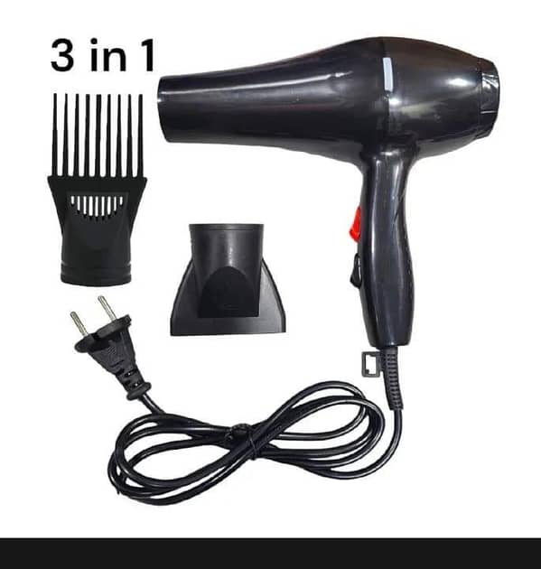 T   Electric Hair Dryer 3 in 1 Imported Heavy Duty 2 Air Speeds and 2 Heat Speeds with one Nozzle and styling comb long