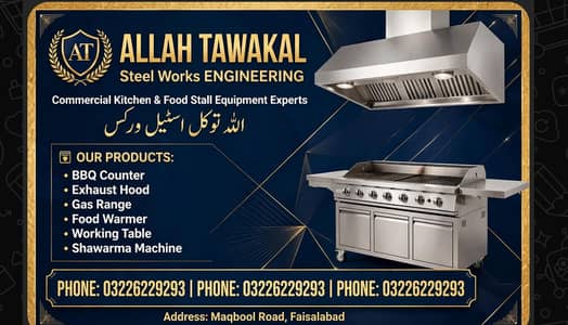 Food Stall Stainless Steel Counters Deep Fryer Cooking Range Restauran