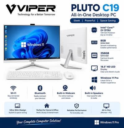 Viper Pluto C19 All-in-One PC – Core i3 13th Gen | 8GB RAM | 256GB SSD