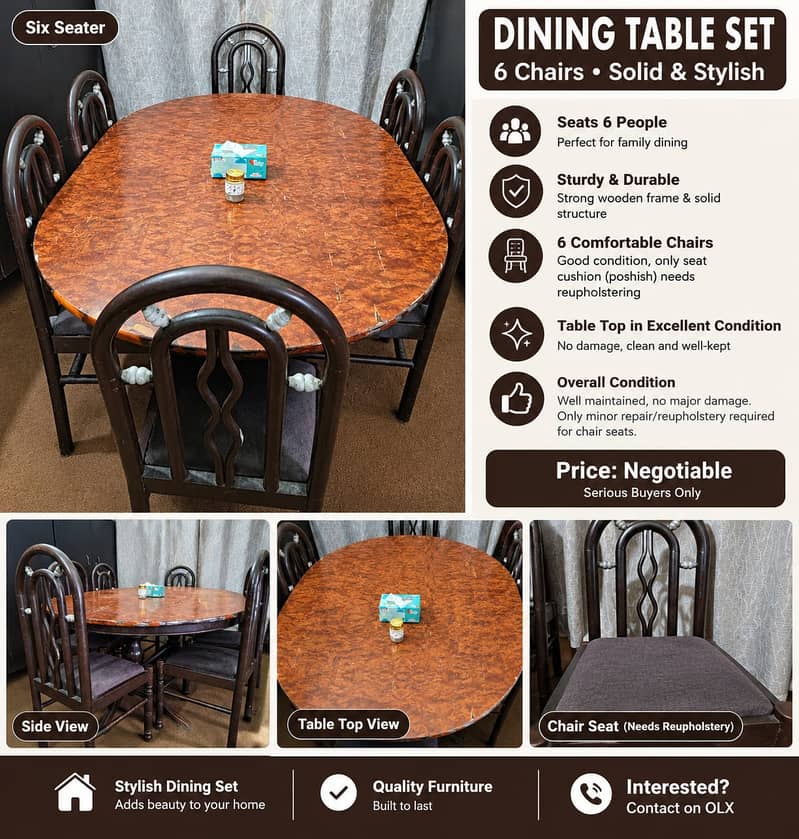 Dining table with 6 chairs 0