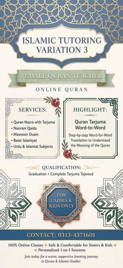 Quran Teacher for kids and femal