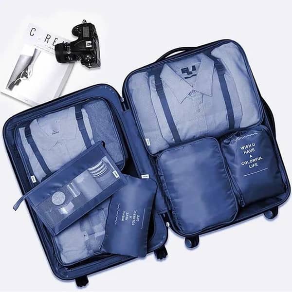 T   7pcs/Set Travel Storage Bag Portable Luggage Organizer Clothes Tidy Pouch Zip Cube Luggage Toiletry Bag Organizer Pouch Home Organization - Multi