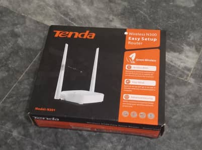 tenda N301 wifi router with adpotor and internet cable