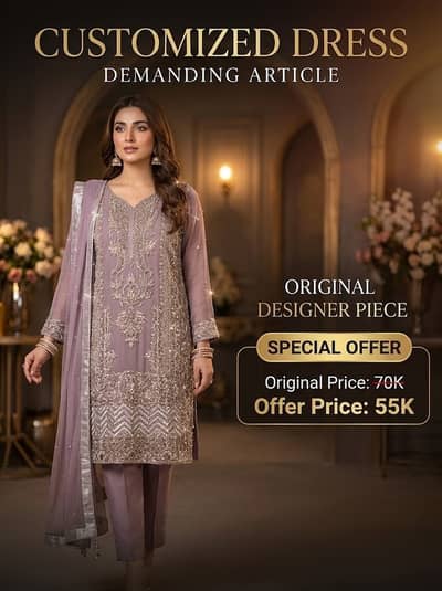 Elegant Heavy Embroidered Designer Party Wear Dress Formal Dress