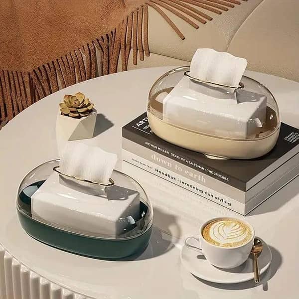 T  Oval Acrylic Tissue Box Self Adhesive For Facial Tissue Box Napkin Garbage Dispenser For Bathroom Kitchen Office Punch-free Wet Tissue Case Paper Towel Dispenser