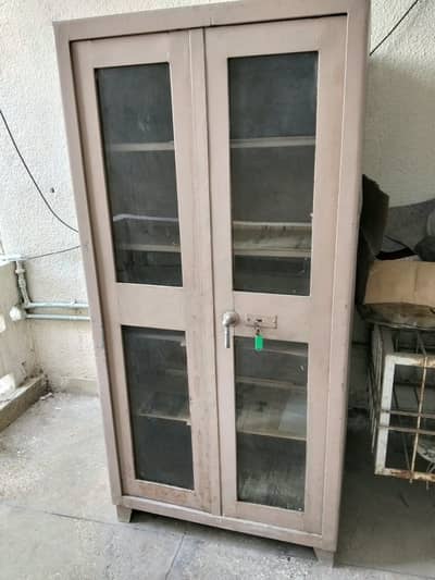 Used Metal Almirah / Storage Cabinet with Glass Doors (Good Condition)