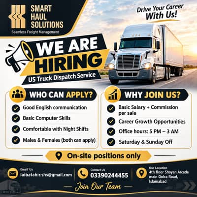 International Call Center Staff Required. - US Truck Dispatch Sales