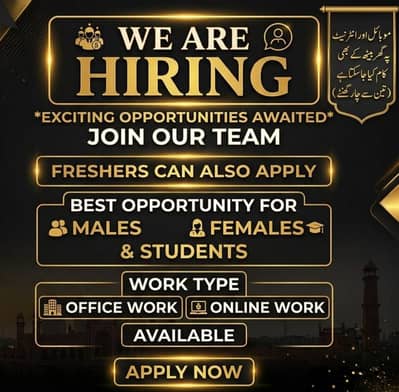 WE HIRING MALE AND FEMALES STAFF FOR OFFICE WORK