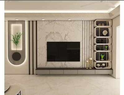 Media Wall Designing/Wallpaper/Gypsum Ceiling/Media Wall/Tv Console