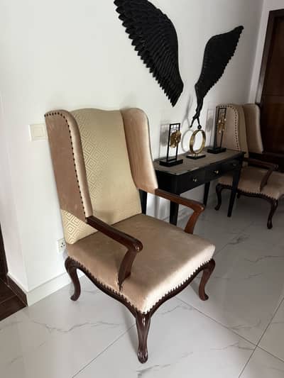 Set of 2 Wooden Velvet Armchairs – Barely Used