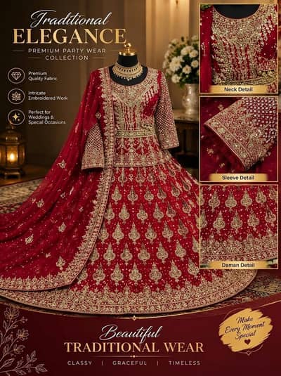 bridal lehnga / wedding wear / barat dress / ready to wear