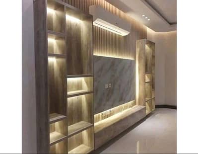 Media wall designing/wallpaper/gypsum ceiling/media wall/tv console