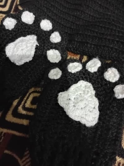 Cat Paw Crochet Gloves - Black & White - Winter Fingerless Gloves -