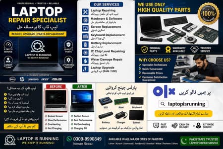 Laptop Repair Specialist doctor |  screen  & parts replacement