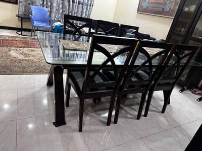 Sheeshm wood dinning table with 6 chairs