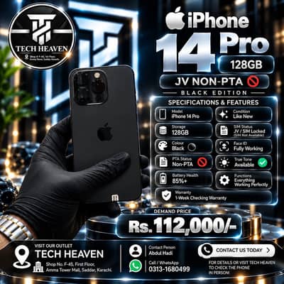 iPhone 14 Pro | 128 GB | Jv Sim Locked | Apple iPhone 14 Pro | Black