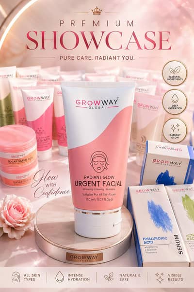 Groway global urgent facial radiant Glow   For all skin  types 150 ml