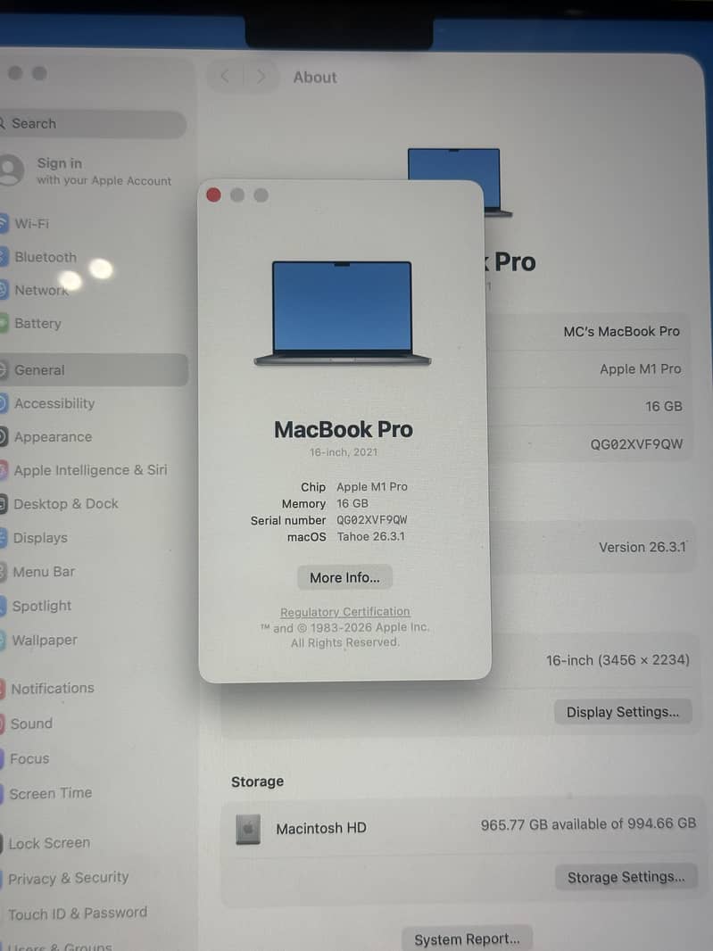 MacBook Pro 16-inch 2021 | M1 Pro | 16GB RAM | 1TB SSD | 88% Battery ...